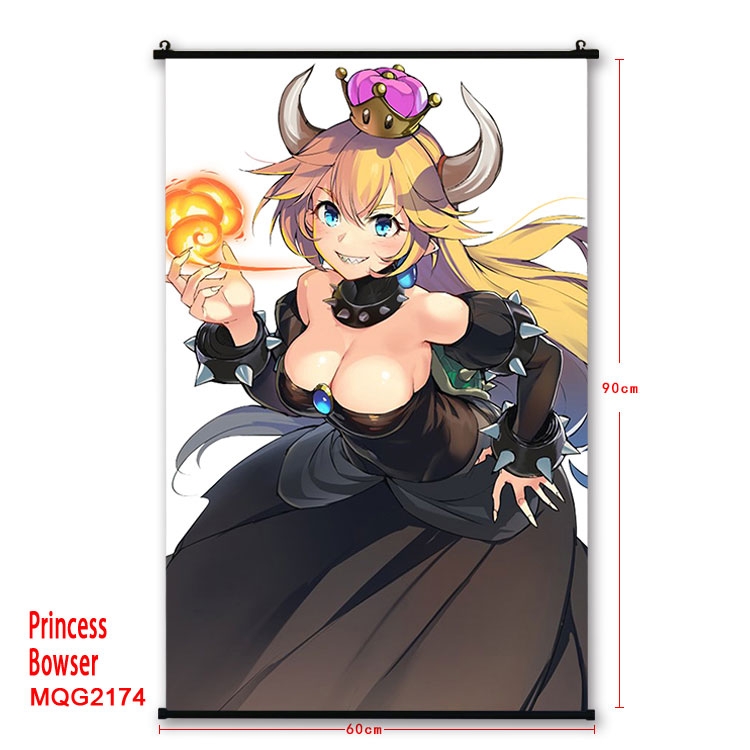 Princess Bowser Anime plastic pole cloth painting Wall Scroll 60X90CM MQG2174