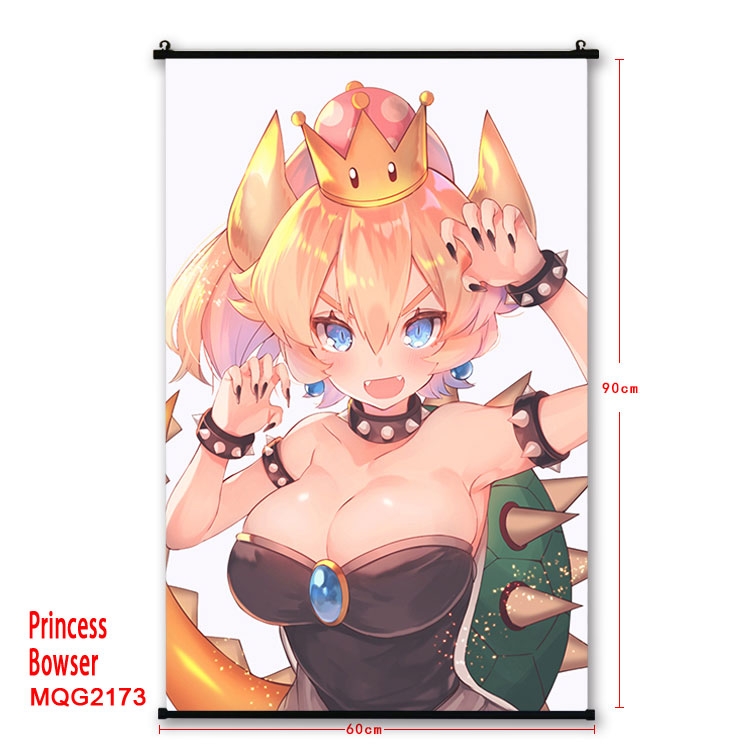 Princess Bowser Anime plastic pole cloth painting Wall Scroll 60X90CM MQG2173