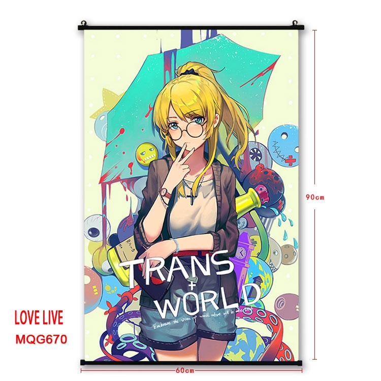 Love Live Anime plastic pole cloth painting Wall Scroll 60X90CM MQG664