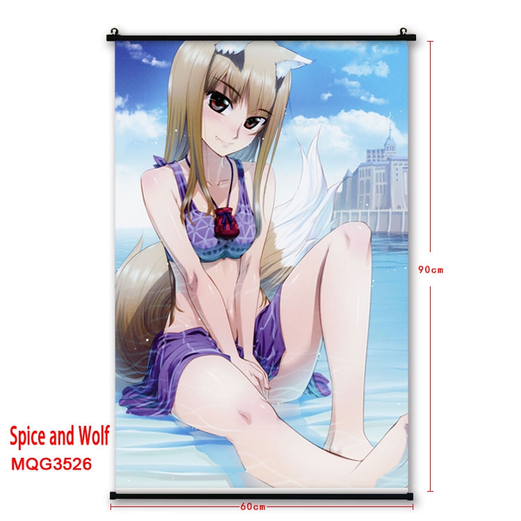 Ōkami to kōshinryō Anime plastic pole cloth painting Wall Scroll 60X90CM  MQG3526