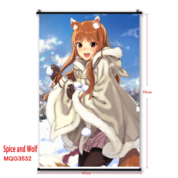 Ōkami to kōshinryō Anime plastic pole cloth painting Wall Scroll 60X90CM  MQG3532