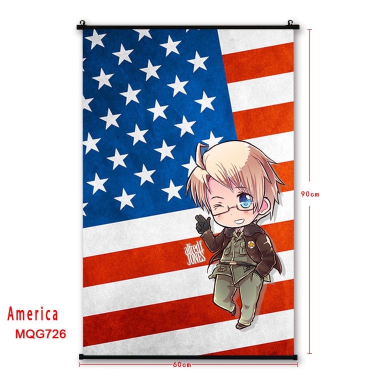 American Flag plastic pole cloth painting Wall Scroll 60X90CM  MQG726 