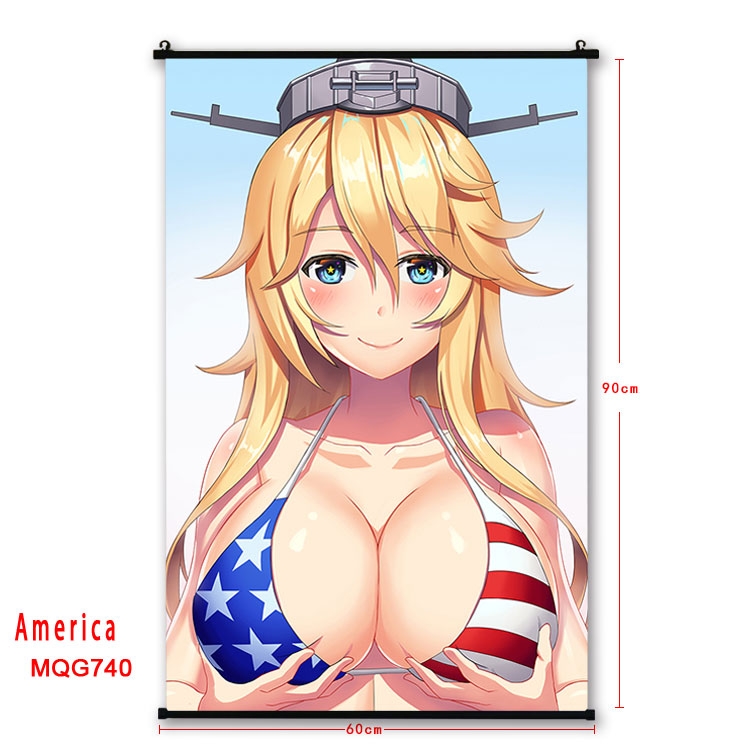 American Flag plastic pole cloth painting Wall Scroll 60X90CM  MQG744 