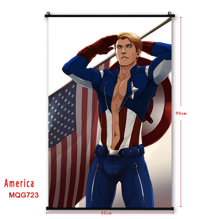 American Flag plastic pole cloth painting Wall Scroll 60X90CM  MQG728 