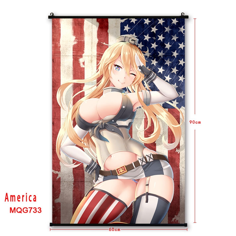 American Flag plastic pole cloth painting Wall Scroll 60X90CM  MQG733 