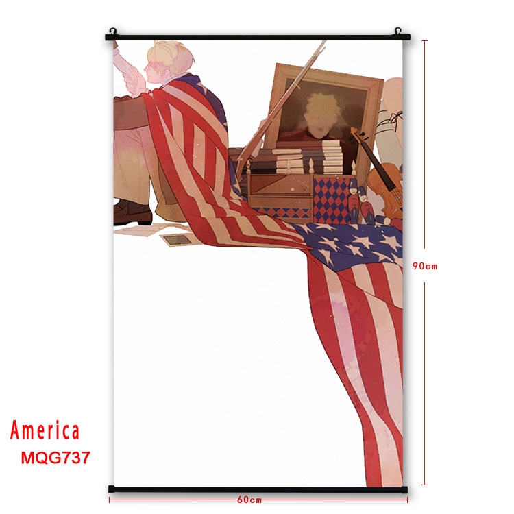 American Flag plastic pole cloth painting Wall Scroll 60X90CM  MQG742 