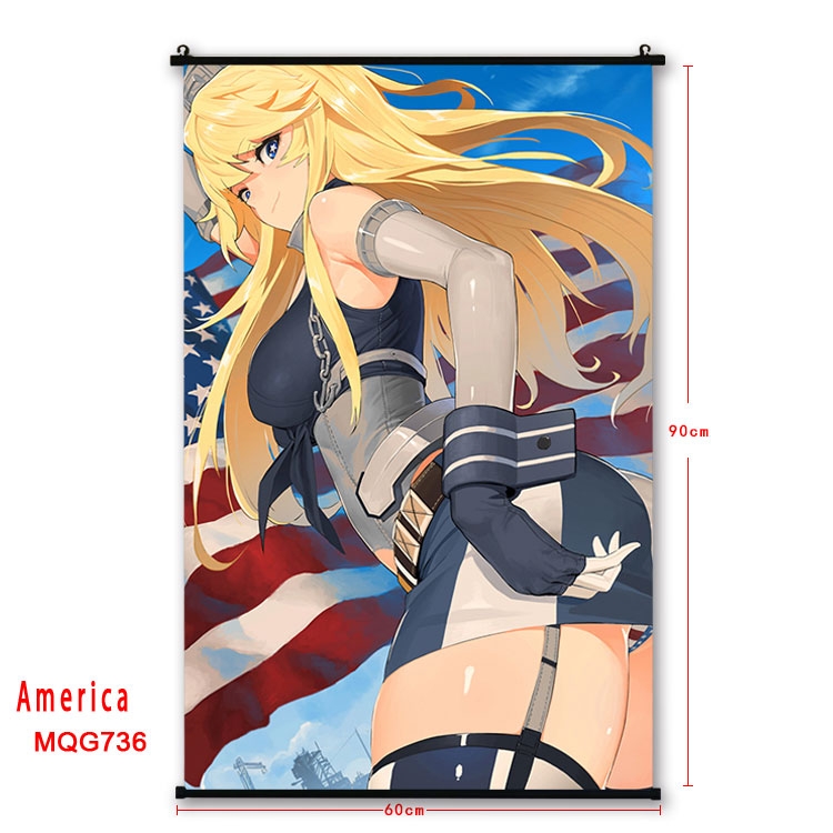 American Flag plastic pole cloth painting Wall Scroll 60X90CM  MQG736 