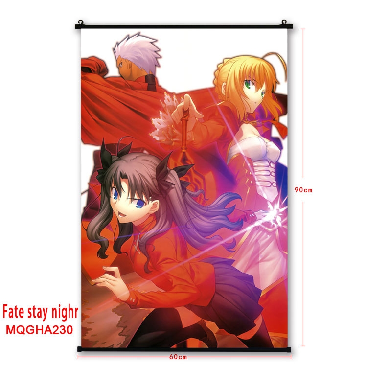 Fate stay night Anime plastic pole cloth painting Wall Scroll 60X90CM MQGHA230