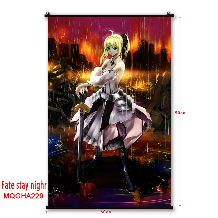 Fate stay night Anime plastic pole cloth painting Wall Scroll 60X90CM MQGHA229