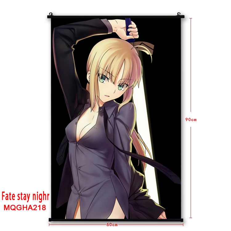 Fate stay night Anime plastic pole cloth painting Wall Scroll 60X90CM MQGHA218