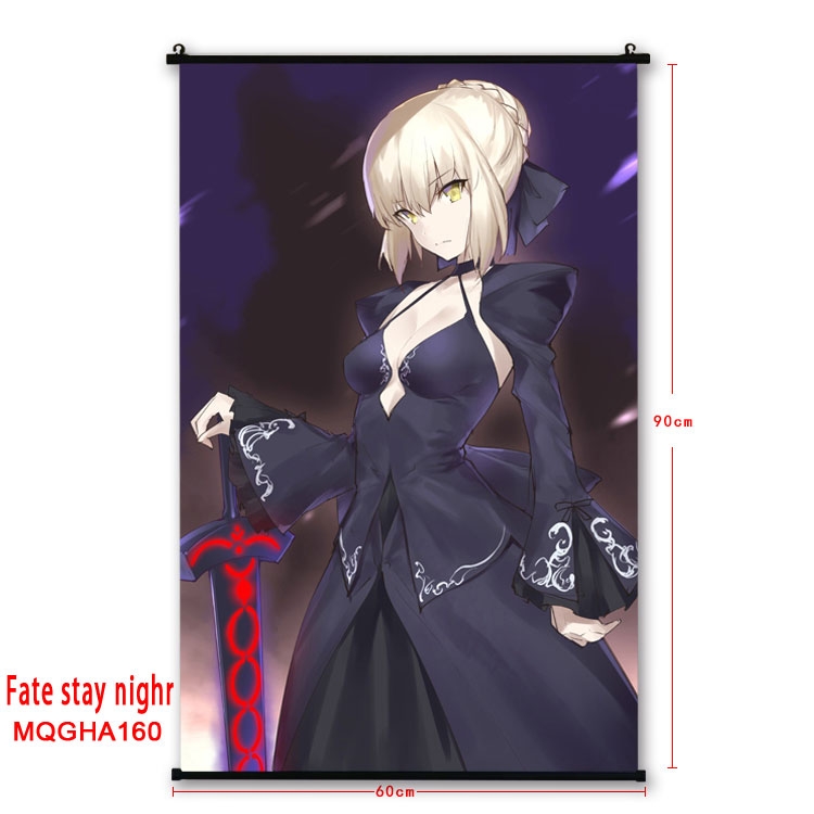 Fate stay night Anime plastic pole cloth painting Wall Scroll 60X90CM MQG3078