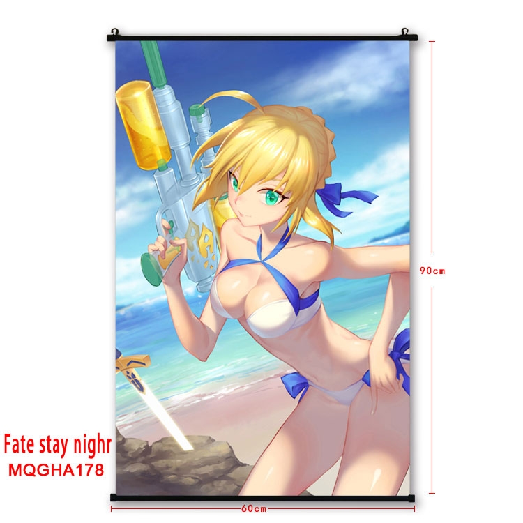 Fate stay night Anime plastic pole cloth painting Wall Scroll 60X90CM MQG2195