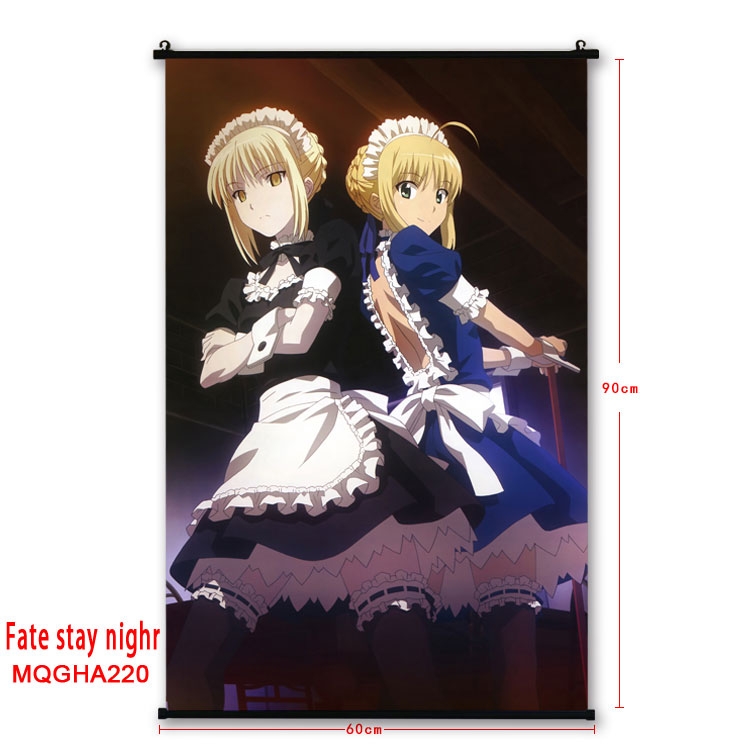 Fate stay night Anime plastic pole cloth painting Wall Scroll 60X90CM MQGHA220