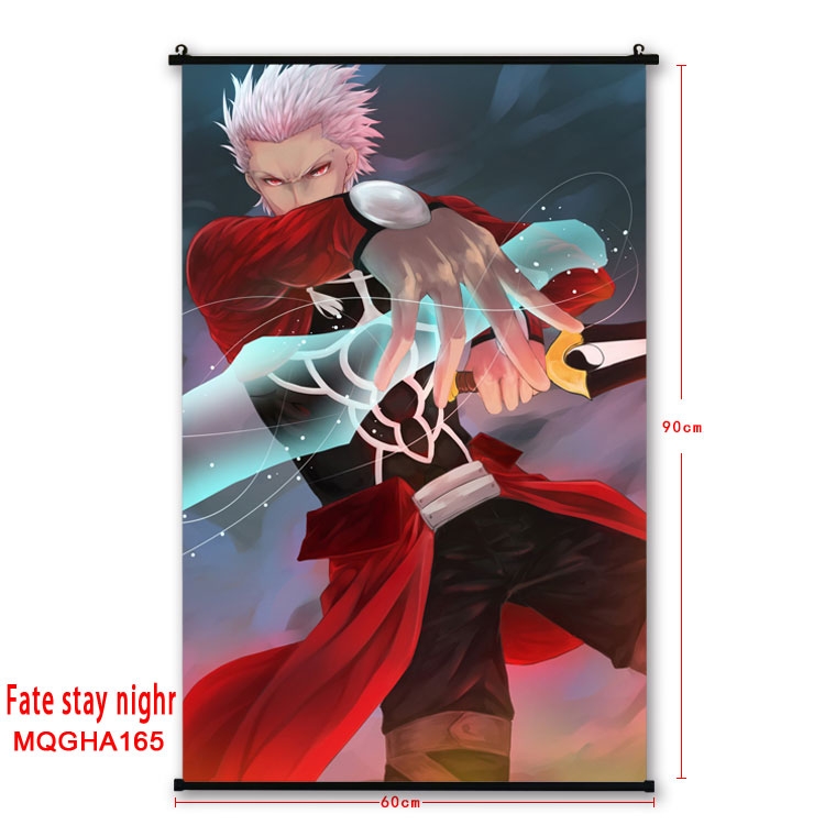 Fate stay night Anime plastic pole cloth painting Wall Scroll 60X90CM MQGHA165