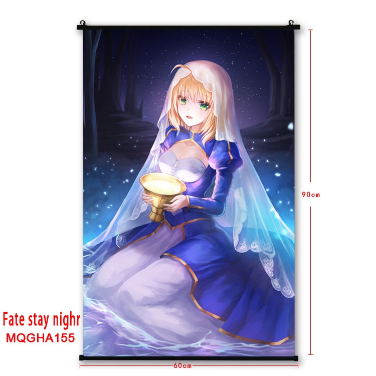 Fate stay night Anime plastic pole cloth painting Wall Scroll 60X90CM MQGHA155