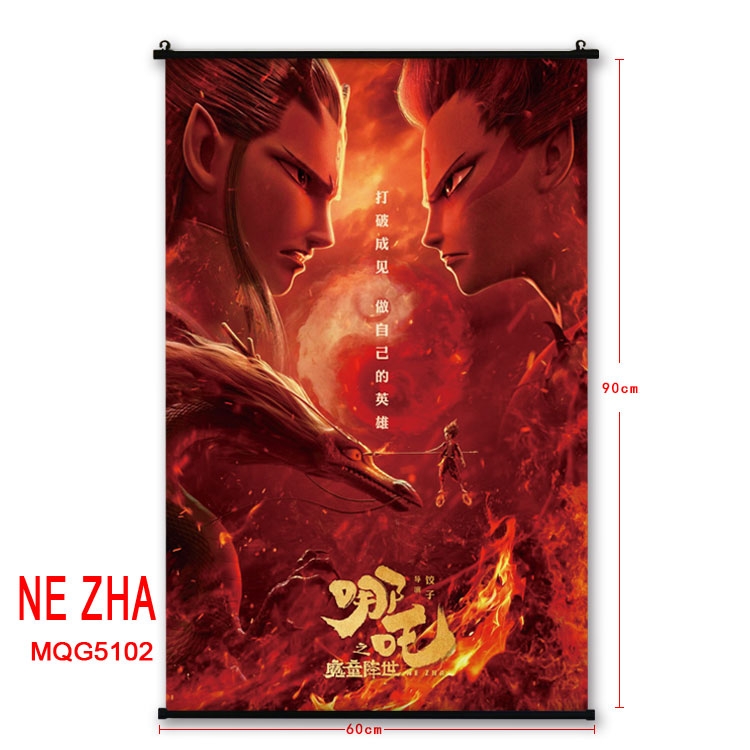 NE ZHA:I am the destiny Anime plastic pole cloth painting Wall Scroll 60X90CM MQG5102