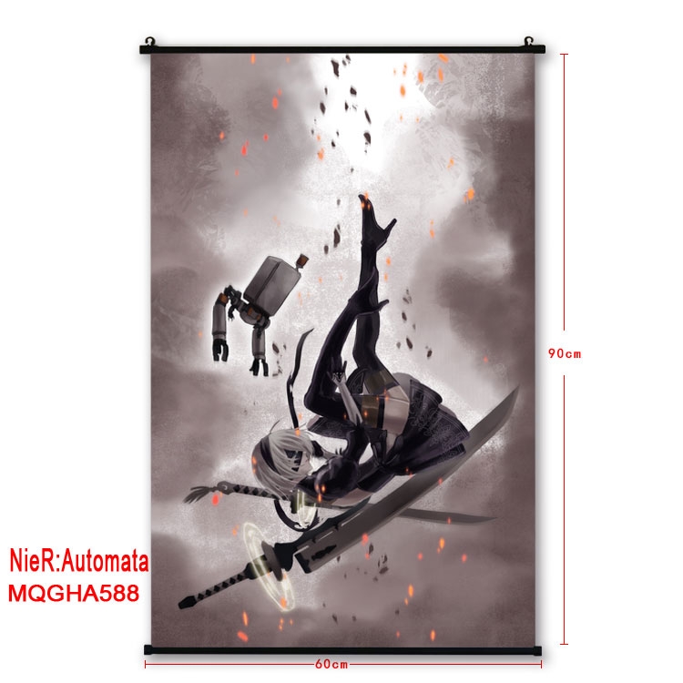Nier:Automata Anime plastic pole cloth painting Wall Scroll 60X90CM MQGHA588