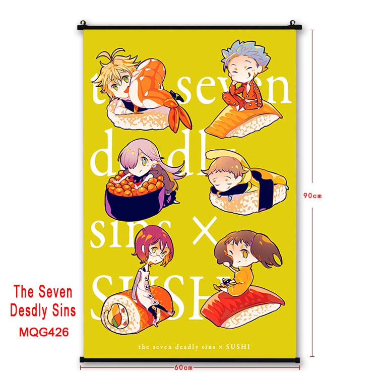 The Seven Deadly Sins Anime plastic pole cloth painting Wall Scroll 60X90CM MQG426