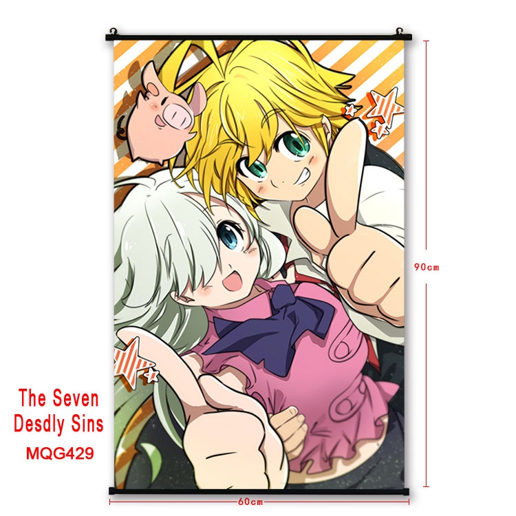 The Seven Deadly Sins Anime plastic pole cloth painting Wall Scroll 60X90CM MQG429