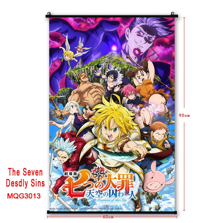 The Seven Deadly Sins Anime plastic pole cloth painting Wall Scroll 60X90CM MQG3014
