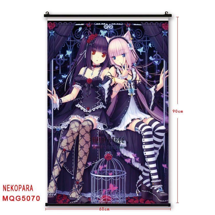 Nekopara Anime plastic pole cloth painting Wall Scroll 60X90CM MQG5070