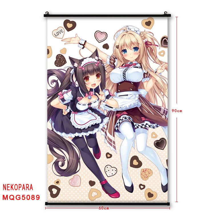 Nekopara Anime plastic pole cloth painting Wall Scroll 60X90CM MQG5089