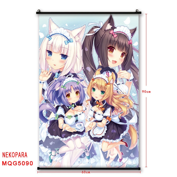 Nekopara Anime plastic pole cloth painting Wall Scroll 60X90CM MQG5090