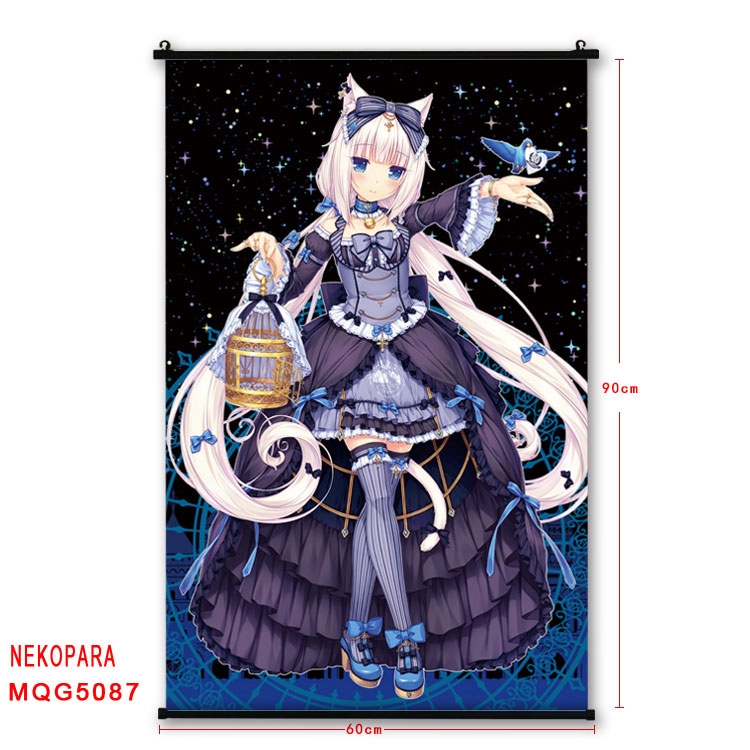 Nekopara Anime plastic pole cloth painting Wall Scroll 60X90CM MQG5087