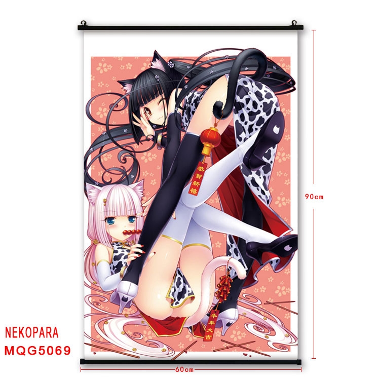 Nekopara Anime plastic pole cloth painting Wall Scroll 60X90CM MQG5069