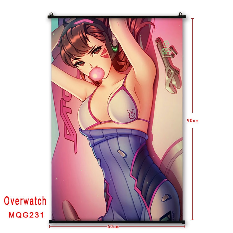 Overwatch Anime plastic pole cloth painting Wall Scroll 60X90CM MQG231