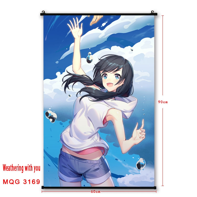 Weathering with you Anime plastic pole cloth painting Wall Scroll 60X90CM  MQG3169