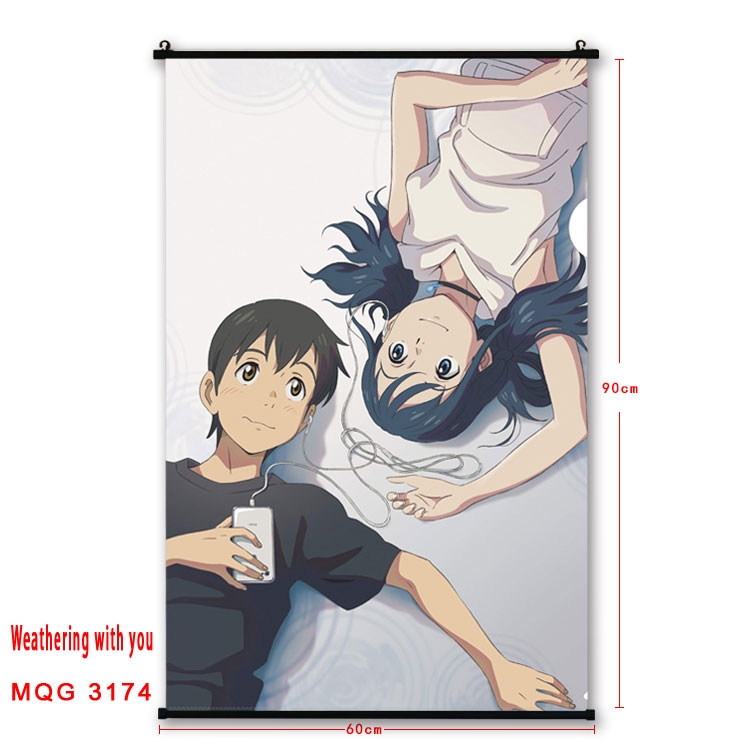 Weathering with you Anime plastic pole cloth painting Wall Scroll 60X90CM  MQG3174
