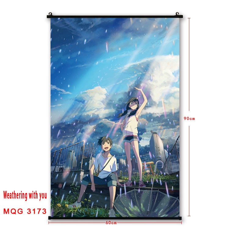 Weathering with you Anime plastic pole cloth painting Wall Scroll 60X90CM  MQG3173