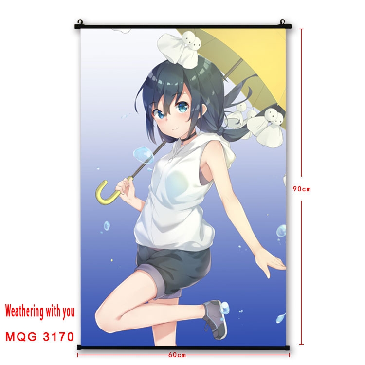 Weathering with you Anime plastic pole cloth painting Wall Scroll 60X90CM  MQG3170