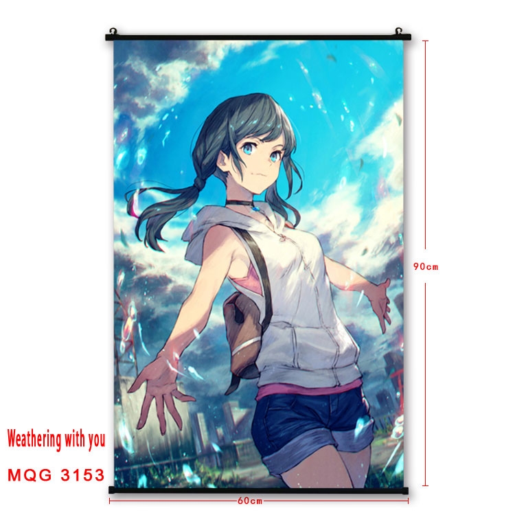 Weathering with you Anime plastic pole cloth painting Wall Scroll 60X90CM  MQG3153