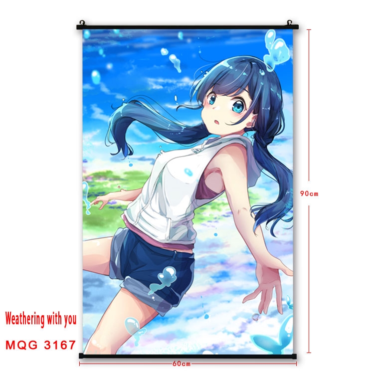Weathering with you Anime plastic pole cloth painting Wall Scroll 60X90CM  MQG3167