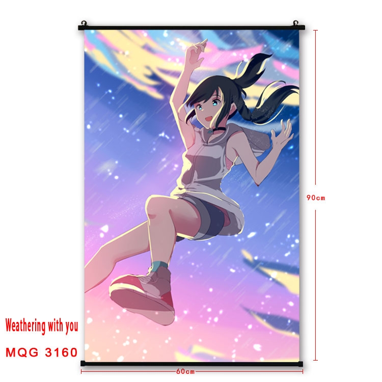 Weathering with you Anime plastic pole cloth painting Wall Scroll 60X90CM  MQG3160