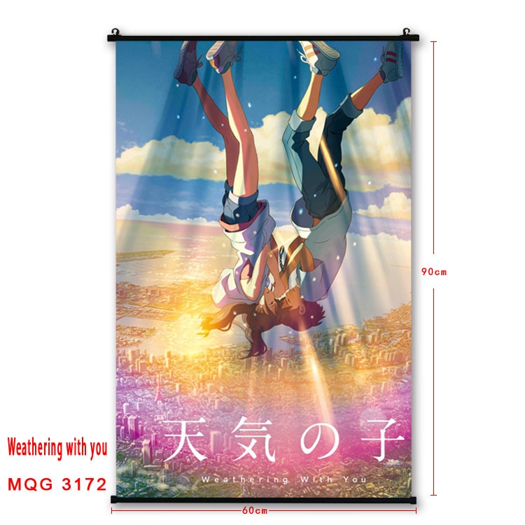 Weathering with you Anime plastic pole cloth painting Wall Scroll 60X90CM  MQG3172