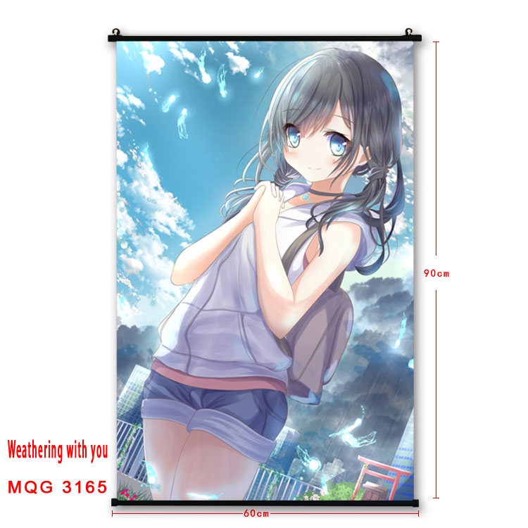 Weathering with you Anime plastic pole cloth painting Wall Scroll 60X90CM  MQG3165