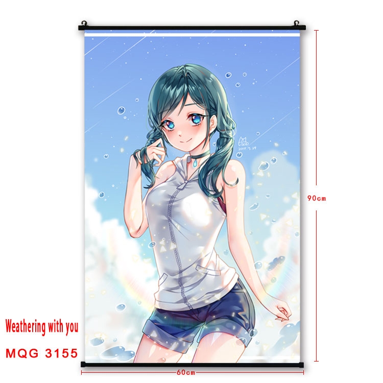 Weathering with you Anime plastic pole cloth painting Wall Scroll 60X90CM  MQG3155