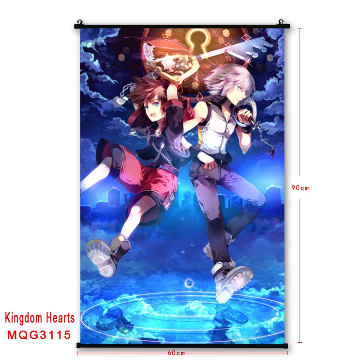 kingdom hearts Anime plastic pole cloth painting Wall Scroll 60X90CM  MQG3115