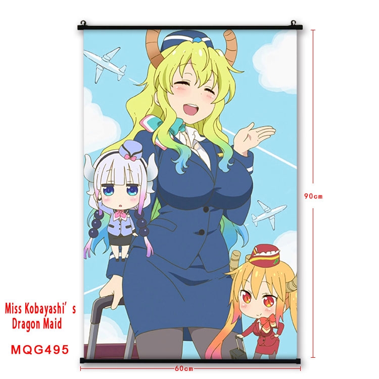 Miss Kobayashis Dragon Maid Anime plastic pole cloth painting Wall Scroll 60X90CM  MQG495