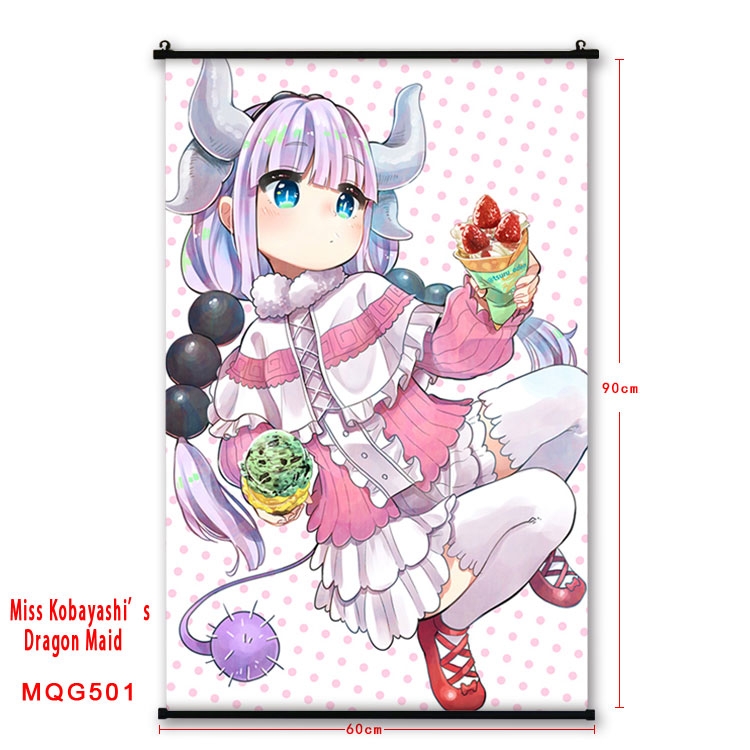 Miss Kobayashis Dragon Maid Anime plastic pole cloth painting Wall Scroll 60X90CM  MQG501