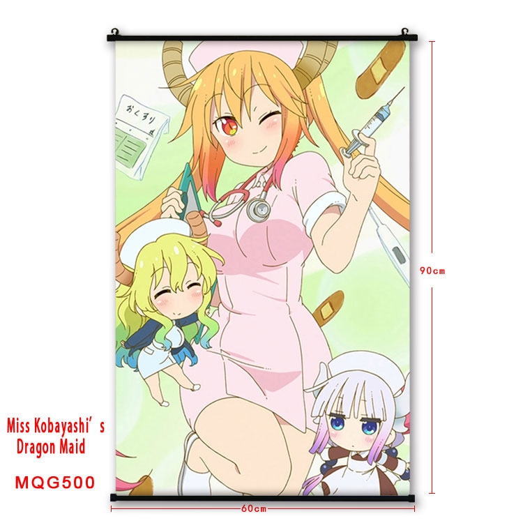 Miss Kobayashis Dragon Maid Anime plastic pole cloth painting Wall Scroll 60X90CM  MQG500