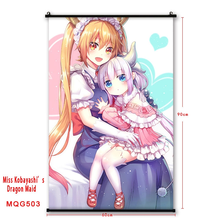 Miss Kobayashis Dragon Maid Anime plastic pole cloth painting Wall Scroll 60X90CM  MQG503