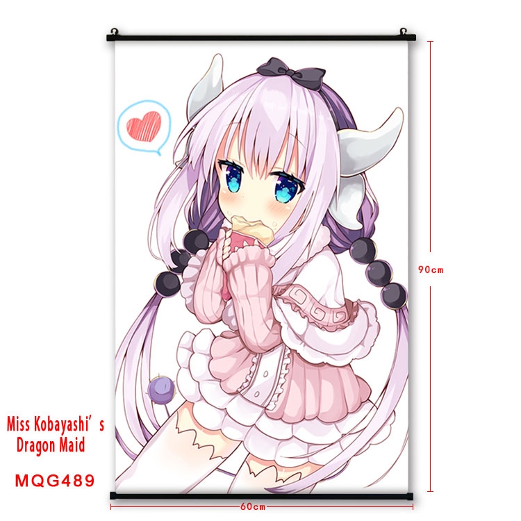 Miss Kobayashis Dragon Maid Anime plastic pole cloth painting Wall Scroll 60X90CM  MQG489