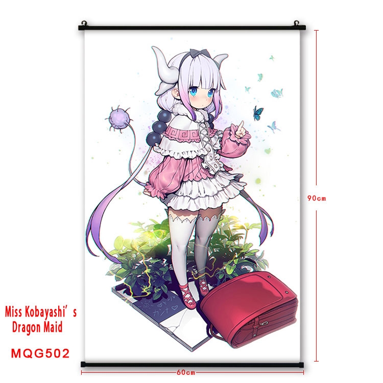Miss Kobayashis Dragon Maid Anime plastic pole cloth painting Wall Scroll 60X90CM  MQG502