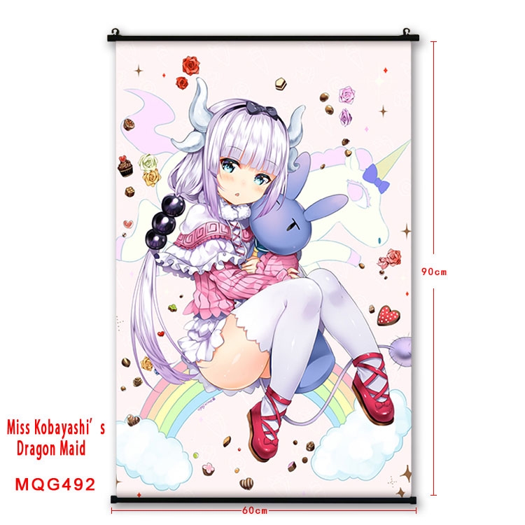 Miss Kobayashis Dragon Maid Anime plastic pole cloth painting Wall Scroll 60X90CM  MQG492