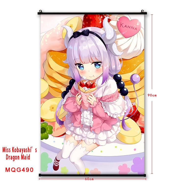 Miss Kobayashis Dragon Maid Anime plastic pole cloth painting Wall Scroll 60X90CM  MQG504
