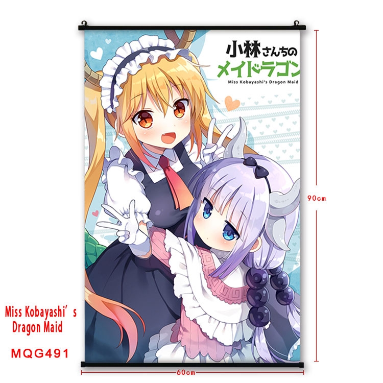 Miss Kobayashis Dragon Maid Anime plastic pole cloth painting Wall Scroll 60X90CM  MQG491